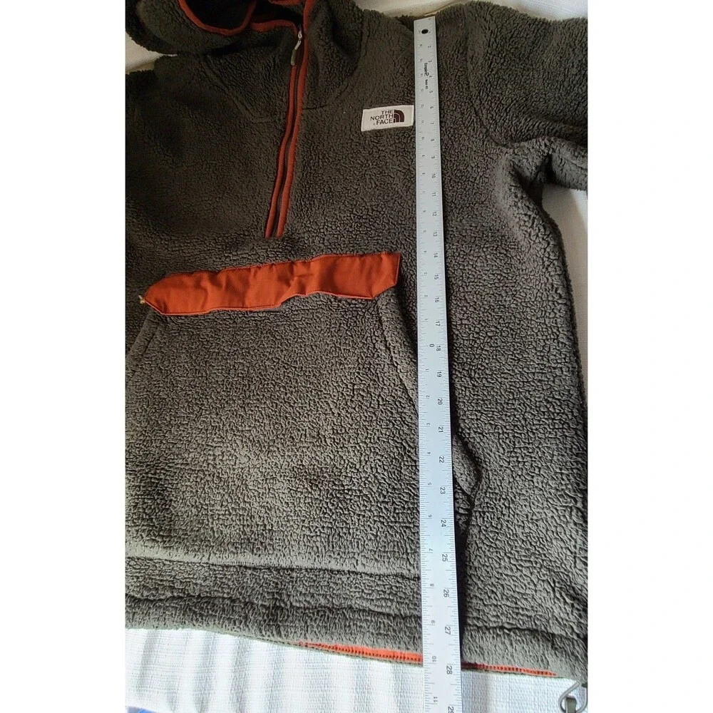 The North Face Hoodie Mens XL Olive Campshire Sherpa Fleece 1/4 Zip Pullover